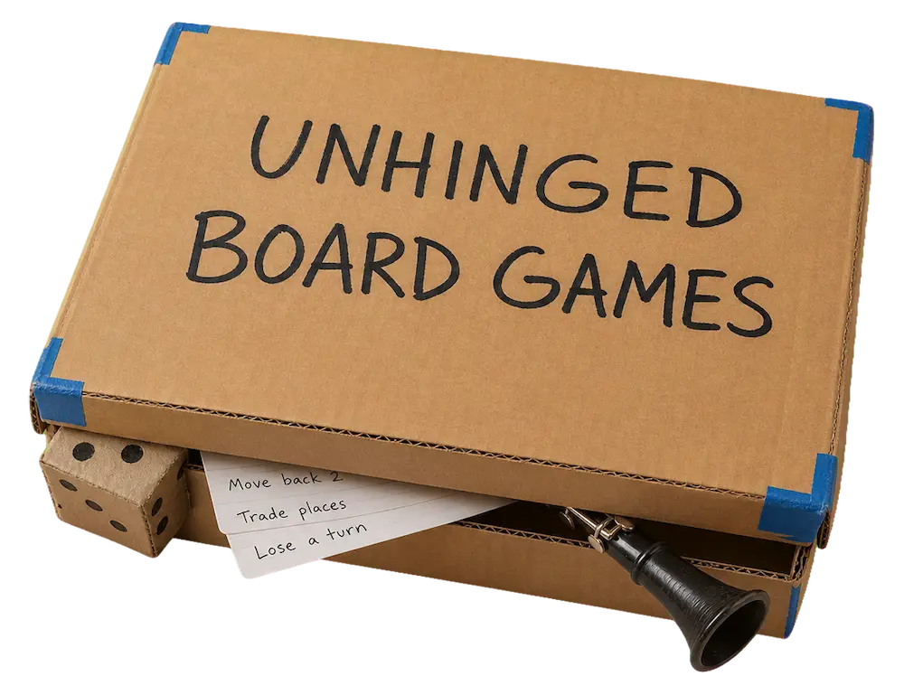 A box of board games.