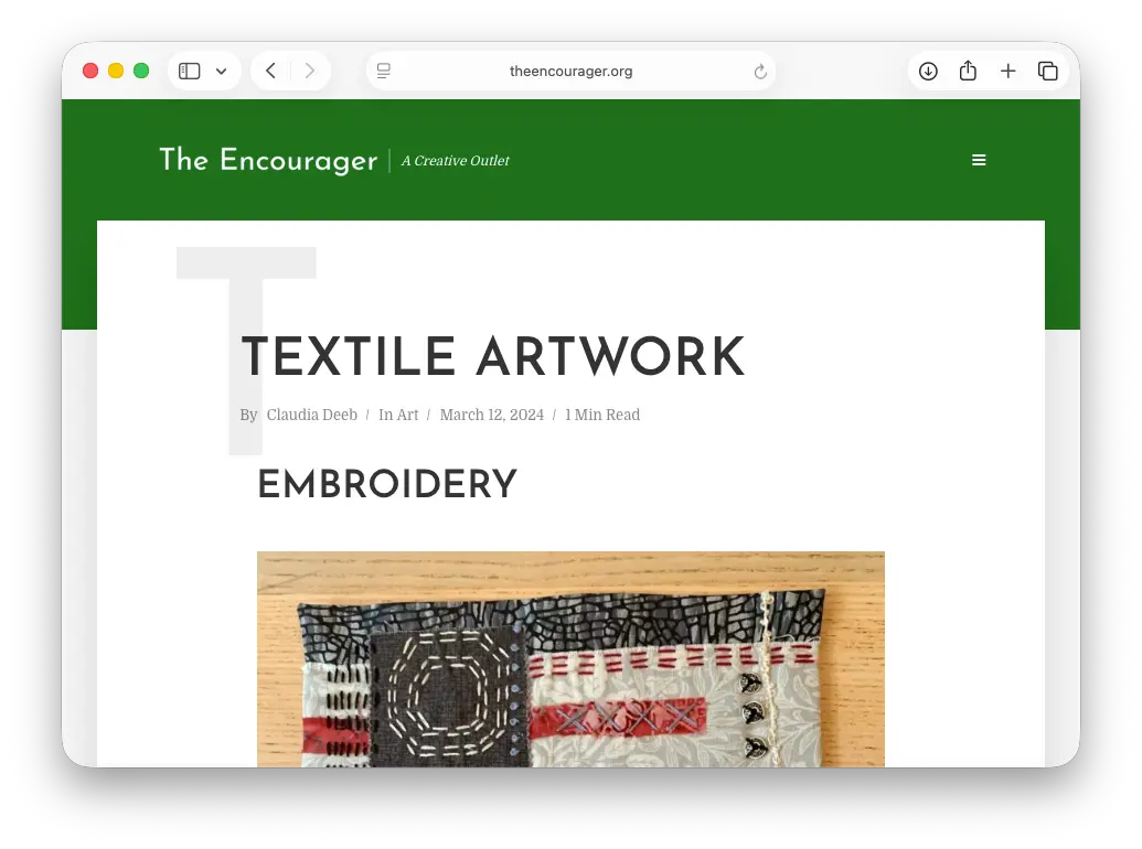 A screenshot of TheEncourager.org