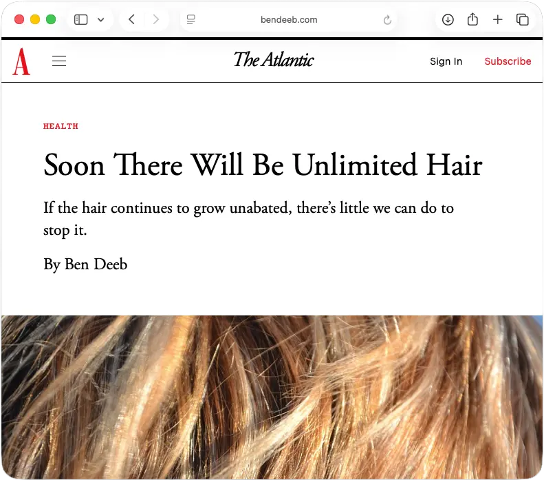 A screenshot of the short story made to look like an Atlantic article.